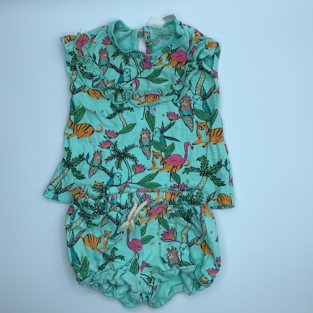 Zara baby two piece set, tropical print for infant girl, 3-6 months